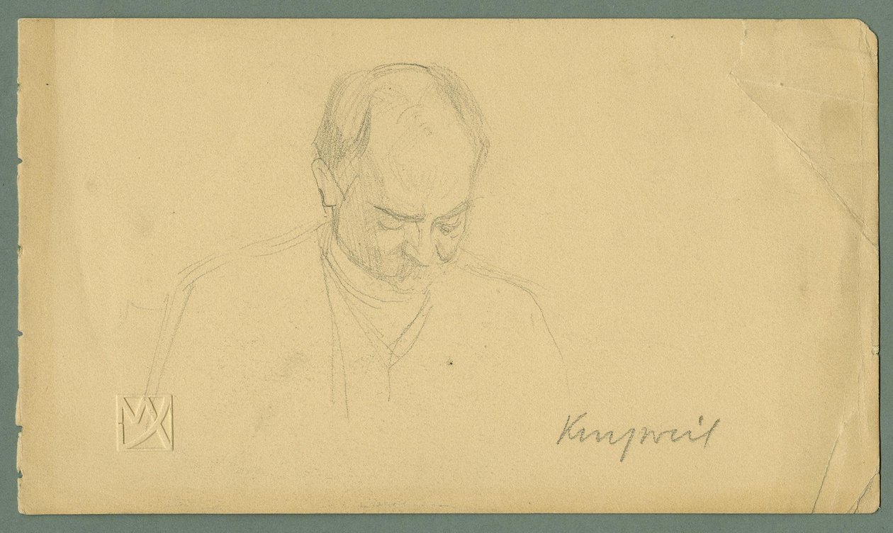 Sketch of a Man with Partial Baldness by Max Kurzweil