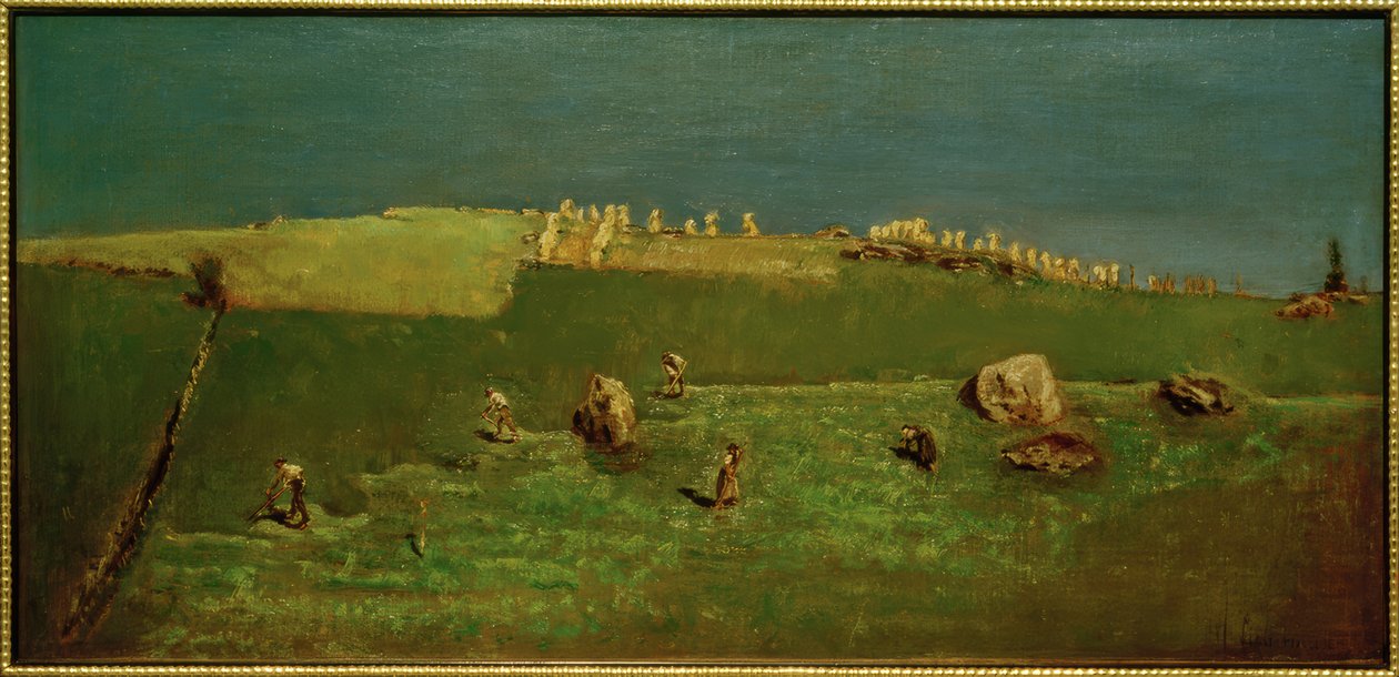 The Mowers - Hay Harvest in Tyrol by Max Liebermann