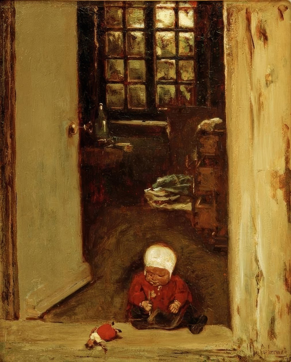 Playing Child in the Doorway by Max Liebermann