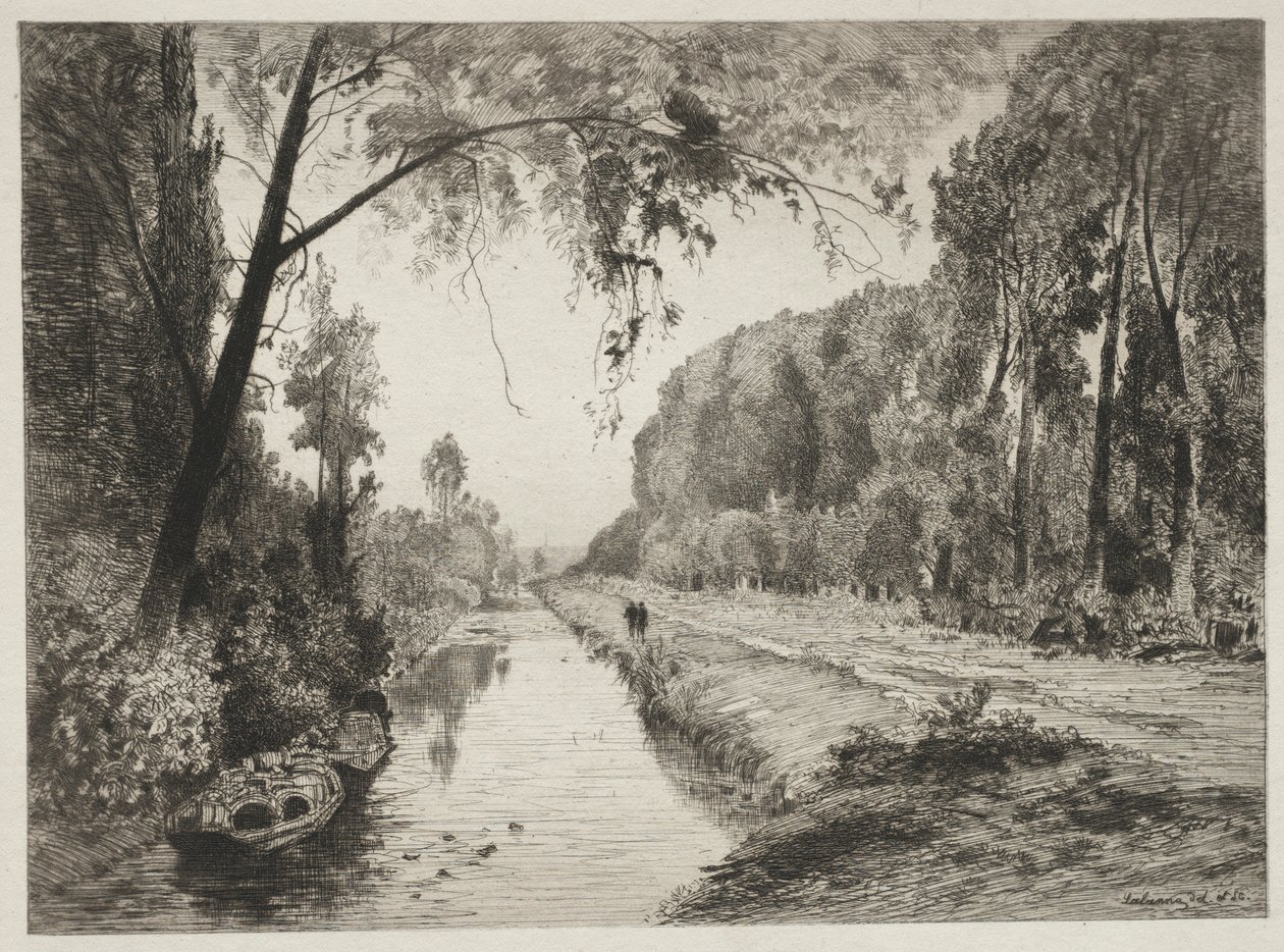 Canal at Pont Sainte-Maxence, c. 1878 by Maxime Lalanne