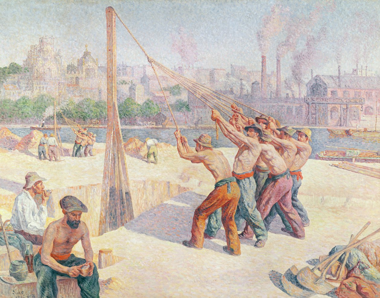Workers on the Quai de la Seine at Billancourt, 1902-3 by Maximilien Luce