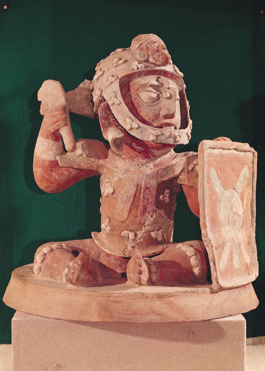 Urn lid with a figure of a warrior, from Guatemala, Classic Period by Mayan