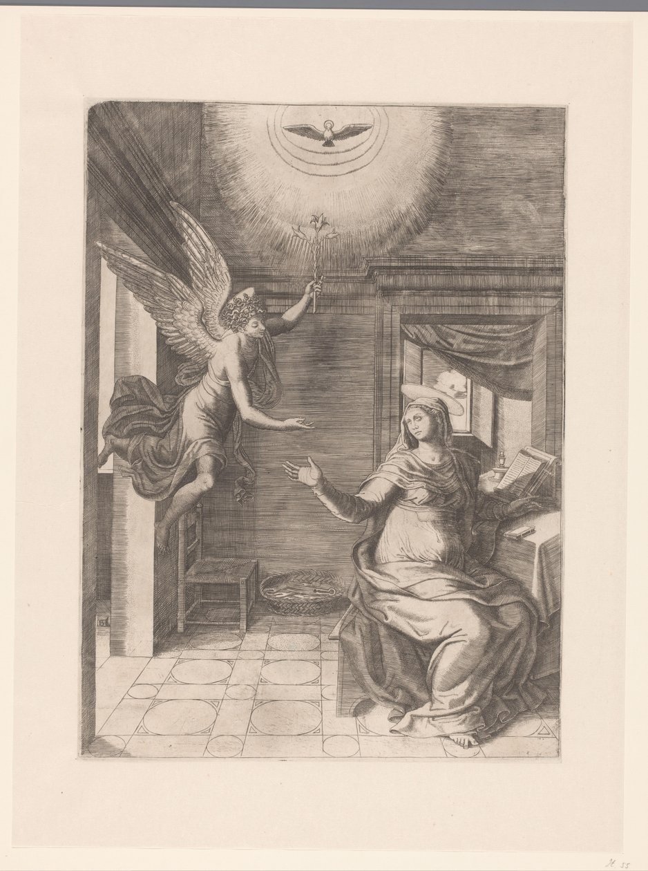 Annunciation by Meester van de Dobbelsteen