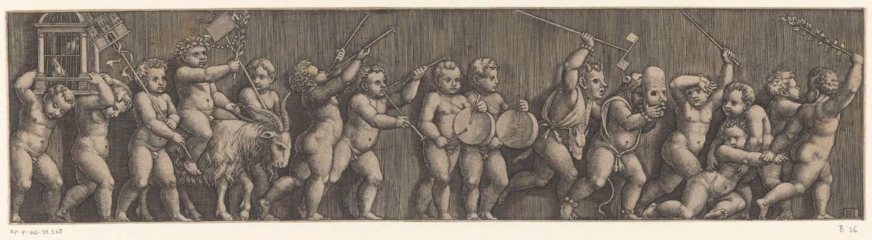 Frieze with Procession of Putti by Meester van de Dobbelsteen