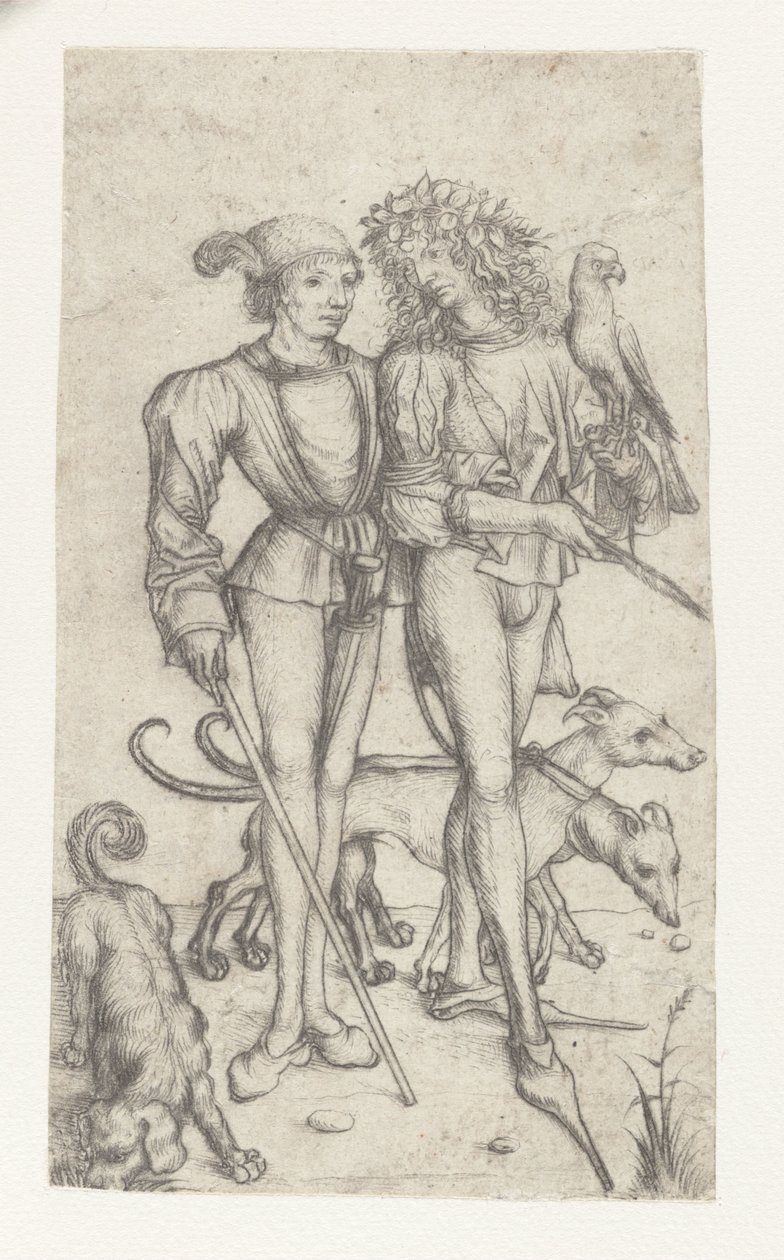 Falconer and Companion by Meester van het Amsterdamse Kabinet