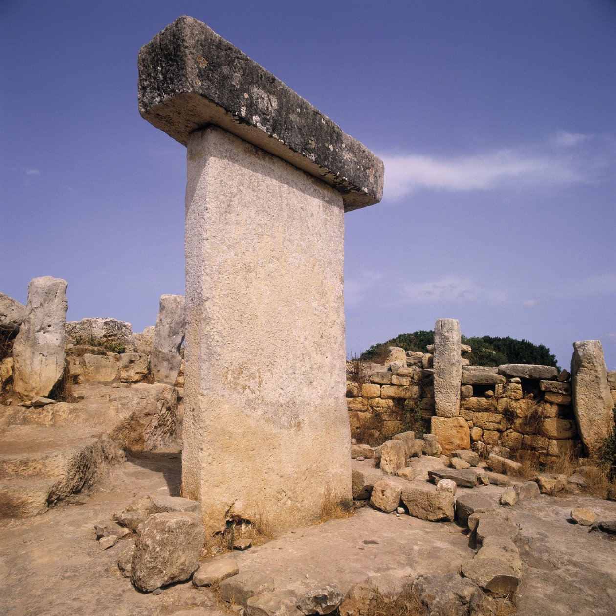 Taula at archaeological site, Menorca, Spain by Megalithic Megalithic