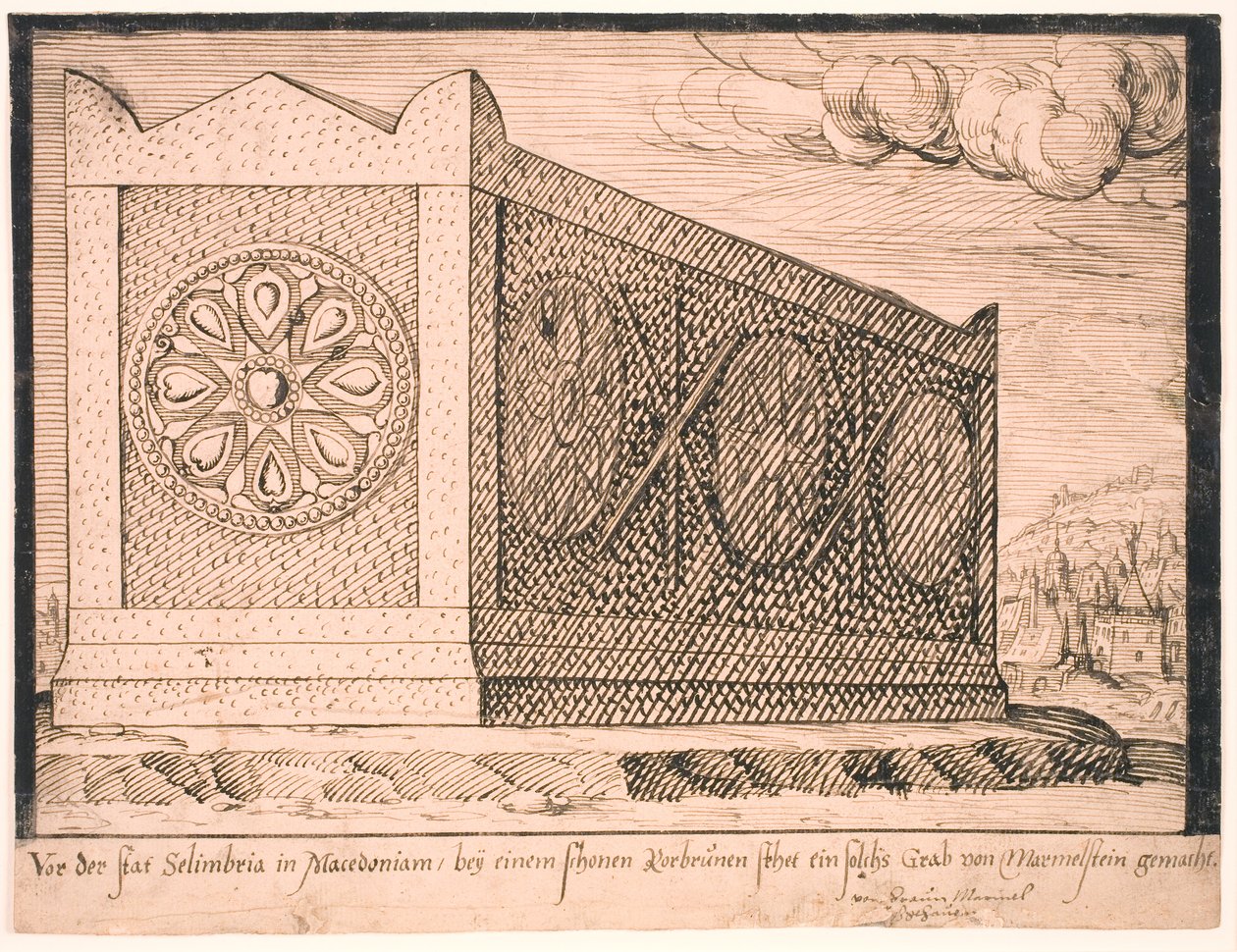 A Sarcophagus in Silivri by Melchior Lorck