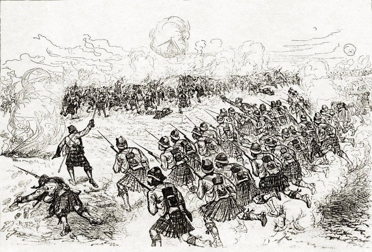 The Black Watch Charging the Intrenchments at the Battle of Tel el-Kebir, published in 