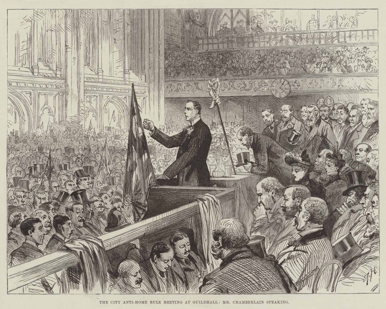 The City Anti-Home Rule Meeting at Guildhall, Mr Chamberlain speaking by Melton Prior