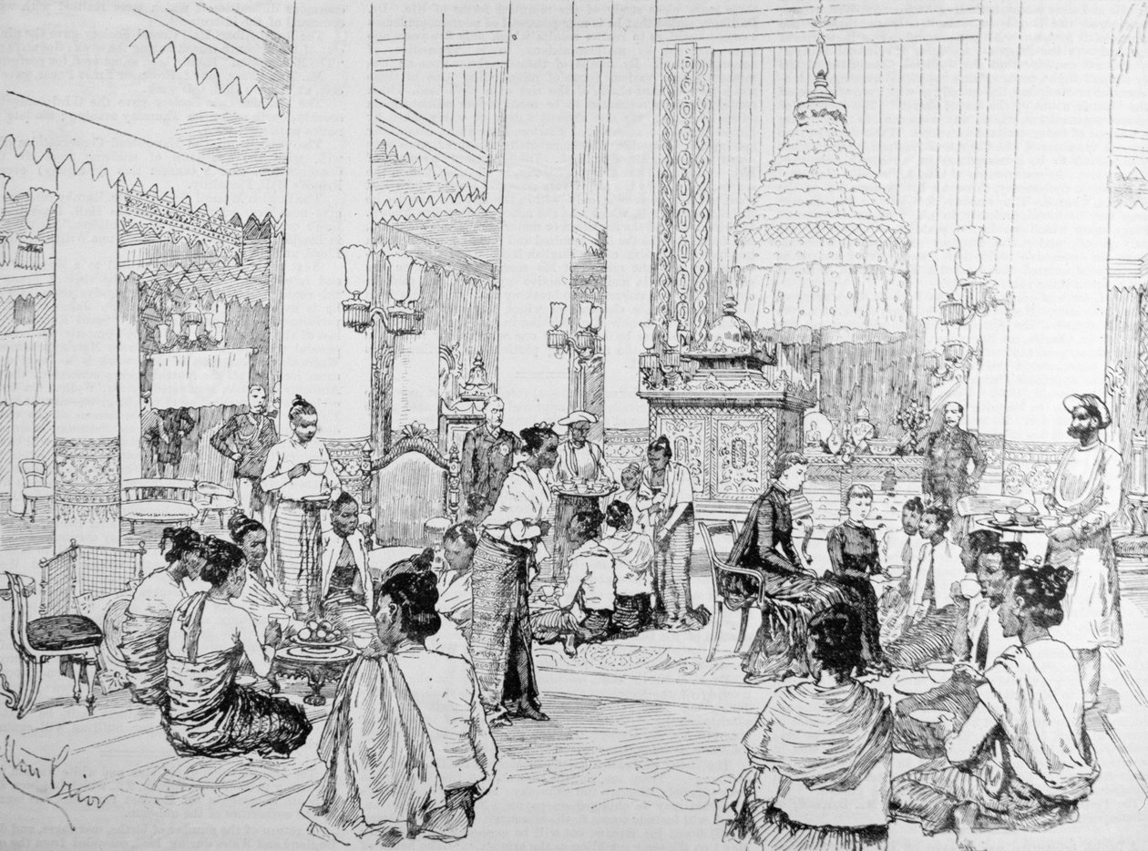The Viceroy of India in Burmah: Burmese Ladies Taking Tea with Lady Dufferin in the Palace at Mandalay, from 