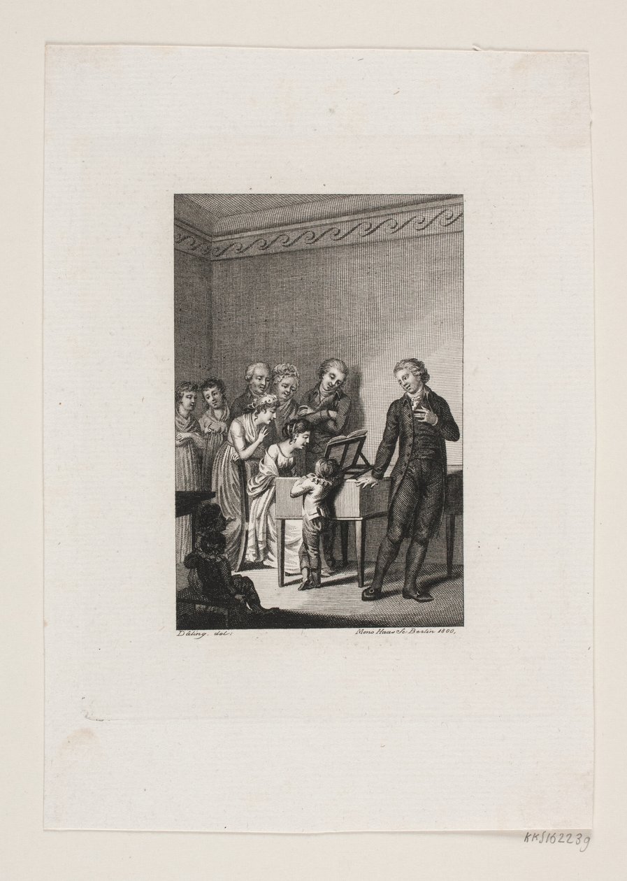 Illustration with Company around a Spinet by Meno Haas