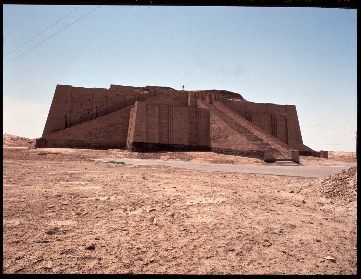 View of the reconstructed ziggurat by Mesopotamian Mesopotamian