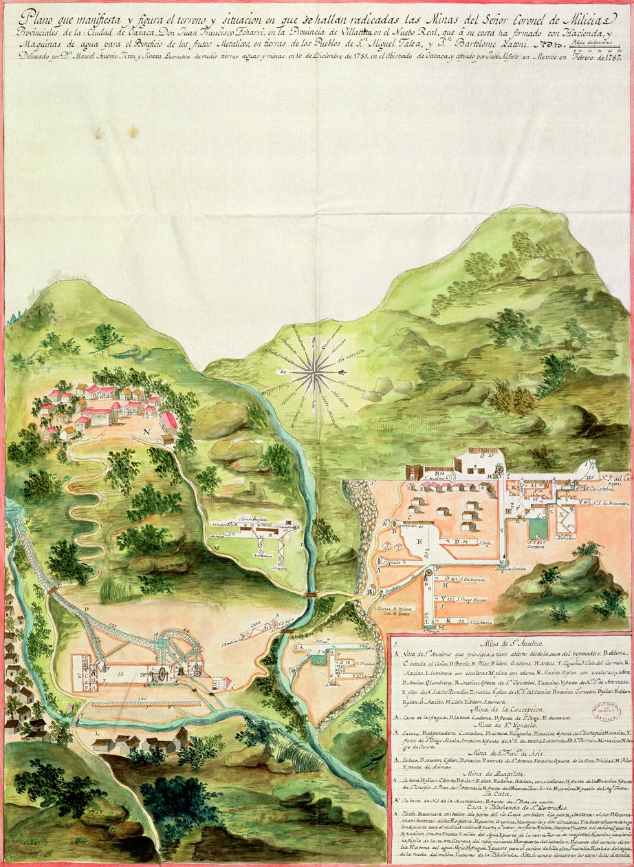 Plan of the Mines of Oaxaca, Mexico by Mexican School