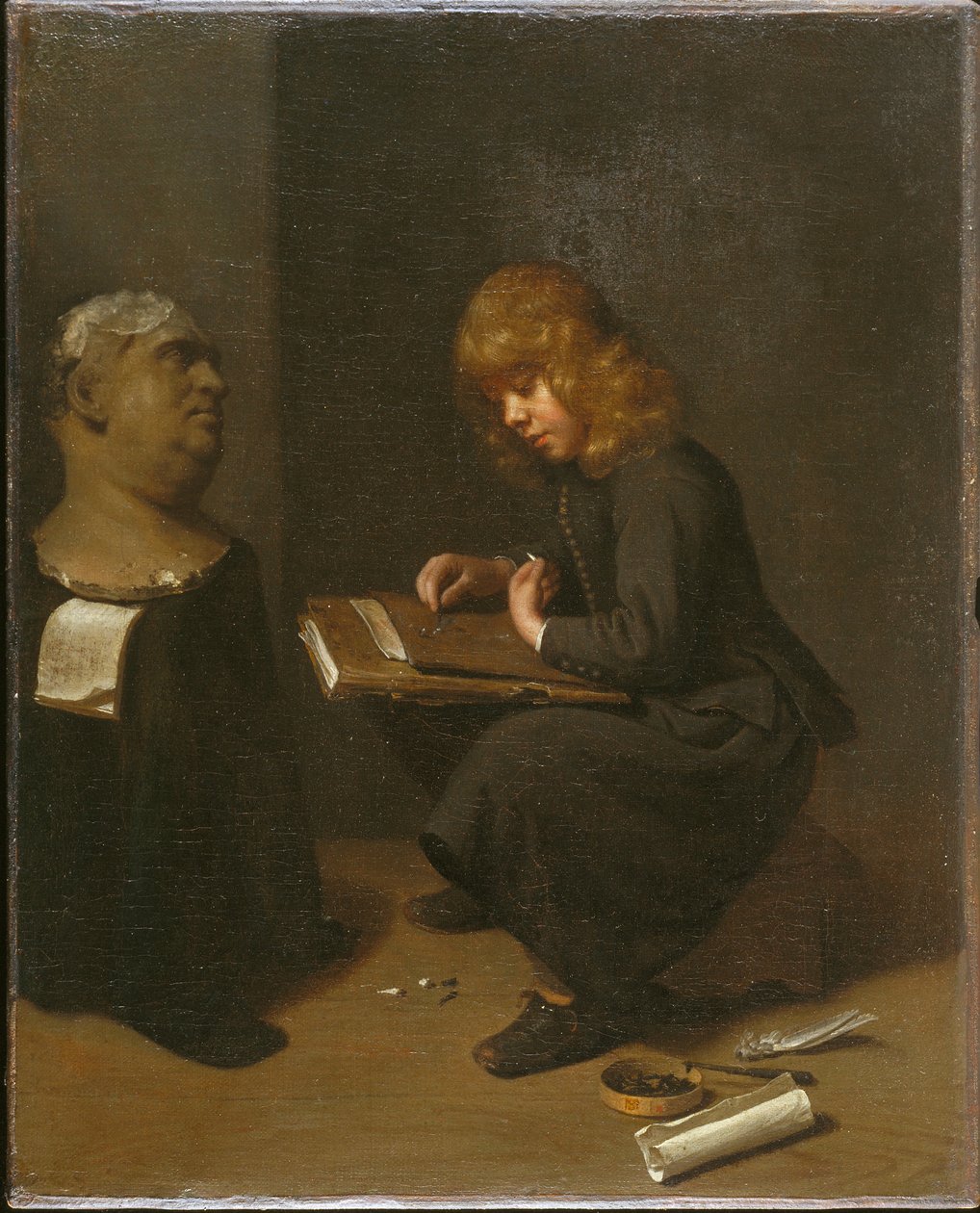 Boy Drawing before the Bust of a Roman Emperor by Michael Sweerts