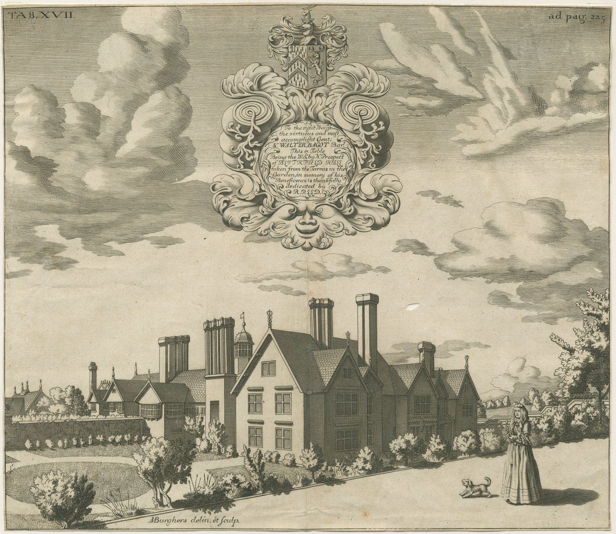Blithfield Hall: engraving by Michael Burghers