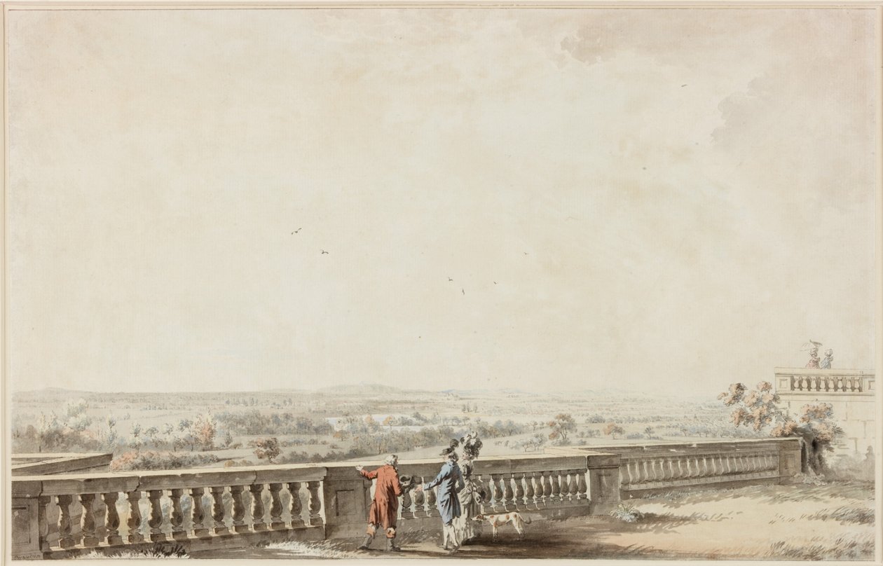 Figures on a Terrace by Michel Vincent Brandoin or Brandouin