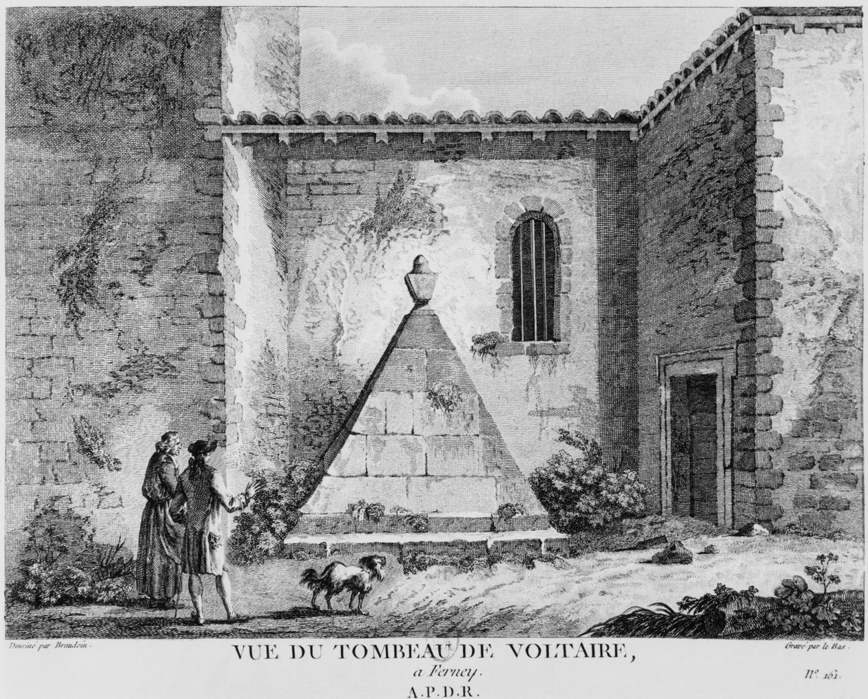 Tomb of Voltaire at Ferney, Engraved by Jacques Philippe Le Bas by Michel Vincent Brandoin or Brandouin