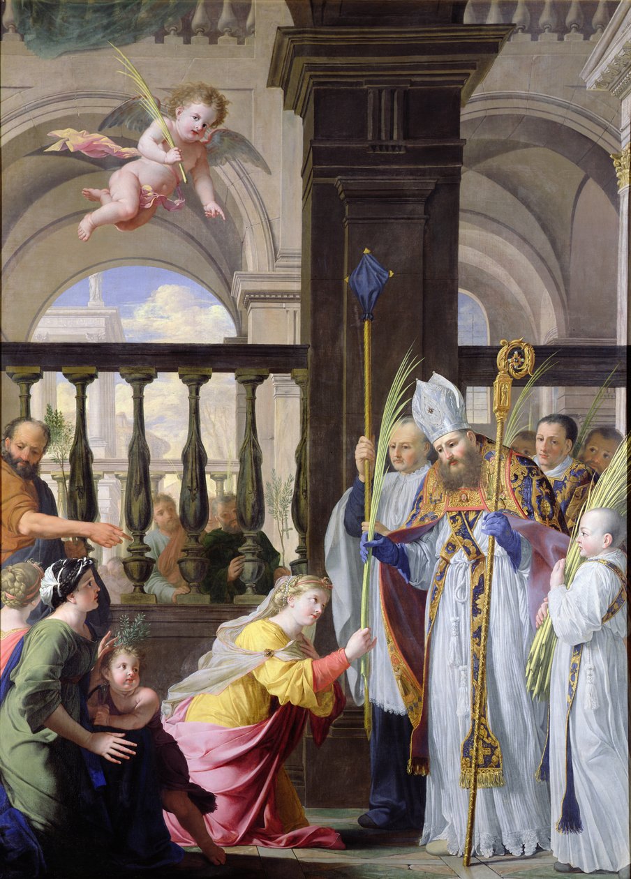 St. Genevieve Receiving a Palm from St. Medard on Palm Sunday by Michel des Gobelins Corneille