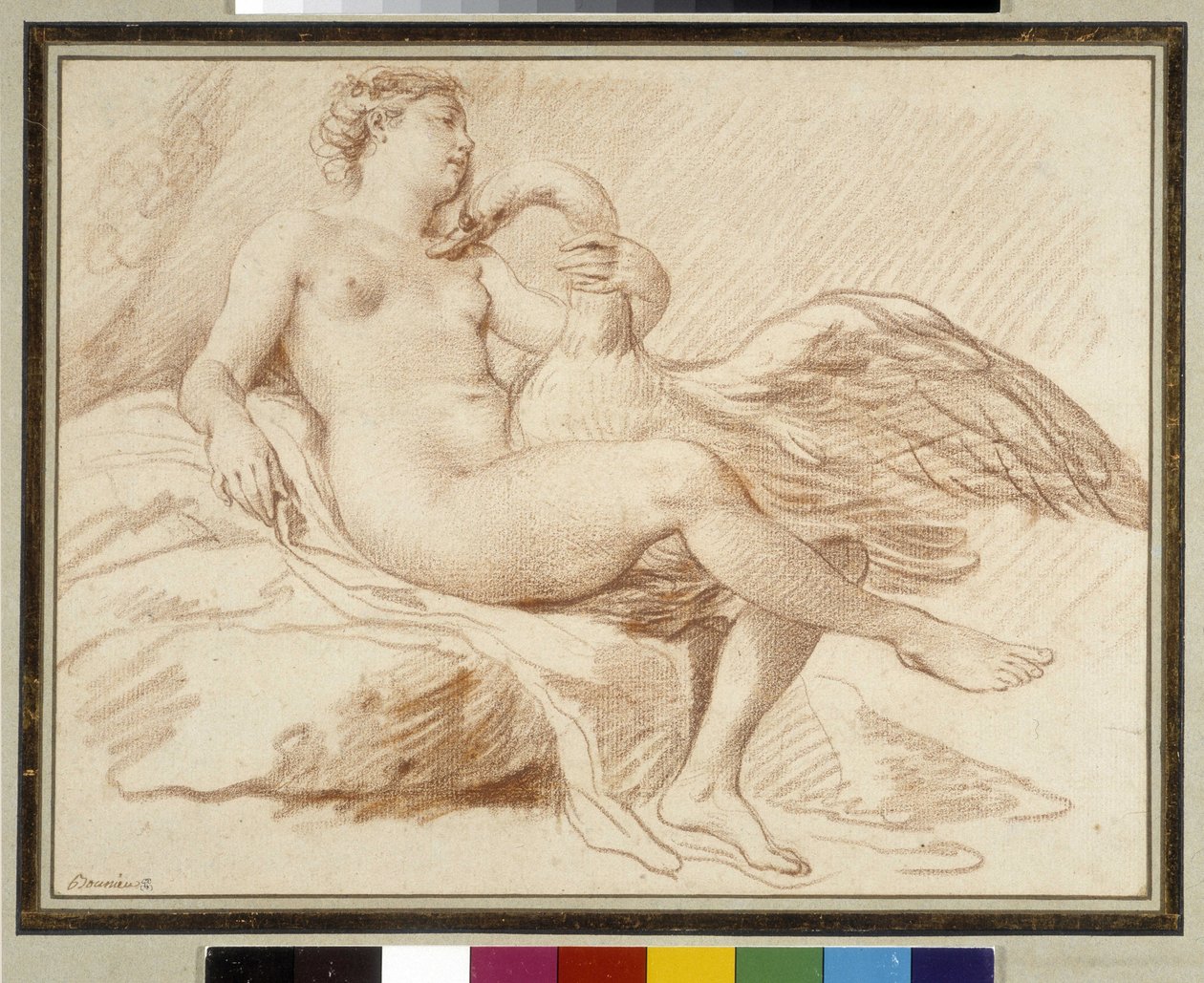 Leda and the Swan by Michel Honore Bounieu