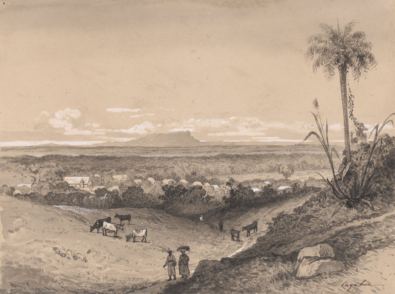 Village of Arima and Mount Tamana by Michel Jean Cazabon