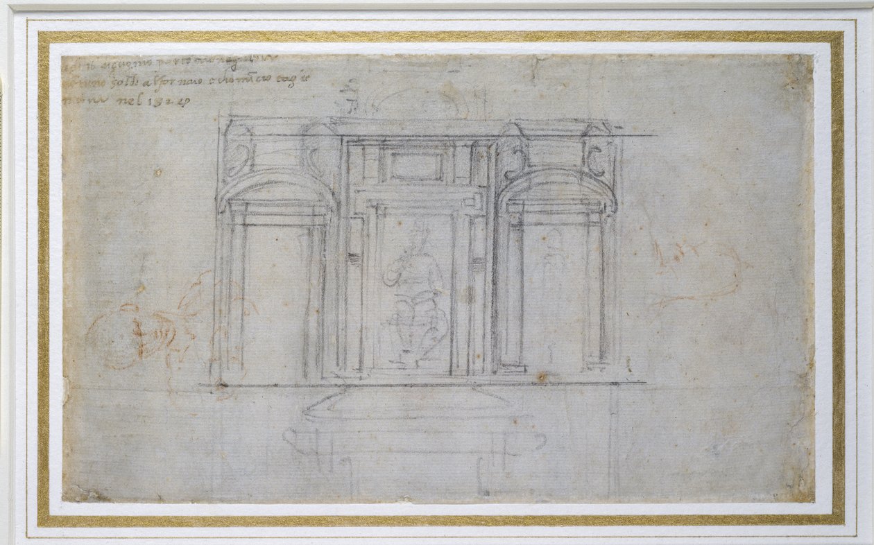 Study of the Upper Level of the Medici Tomb, 1520 by Michelangelo Buonarroti