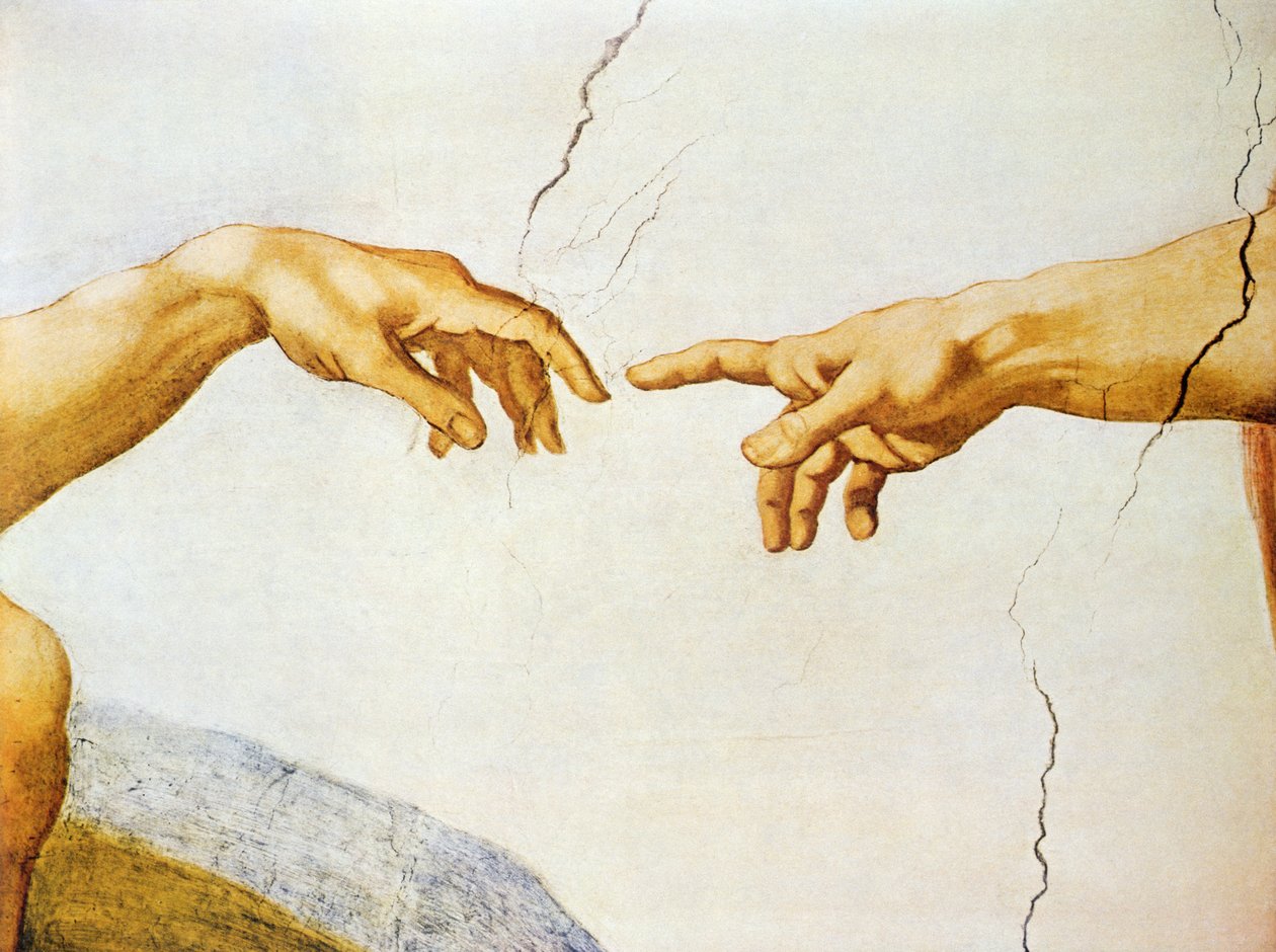 The Creation of Adam, from the Sistine Ceiling, 1510 (detail) by Michelangelo Buonarroti