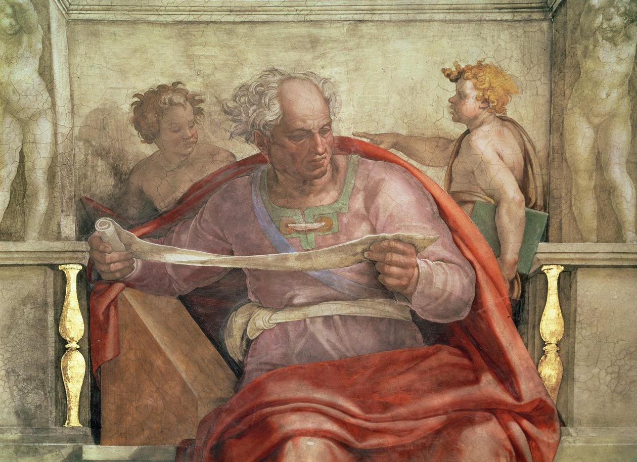 The Prophet Joel, from the Sistine Ceiling (pre restoration) by Michelangelo Buonarroti