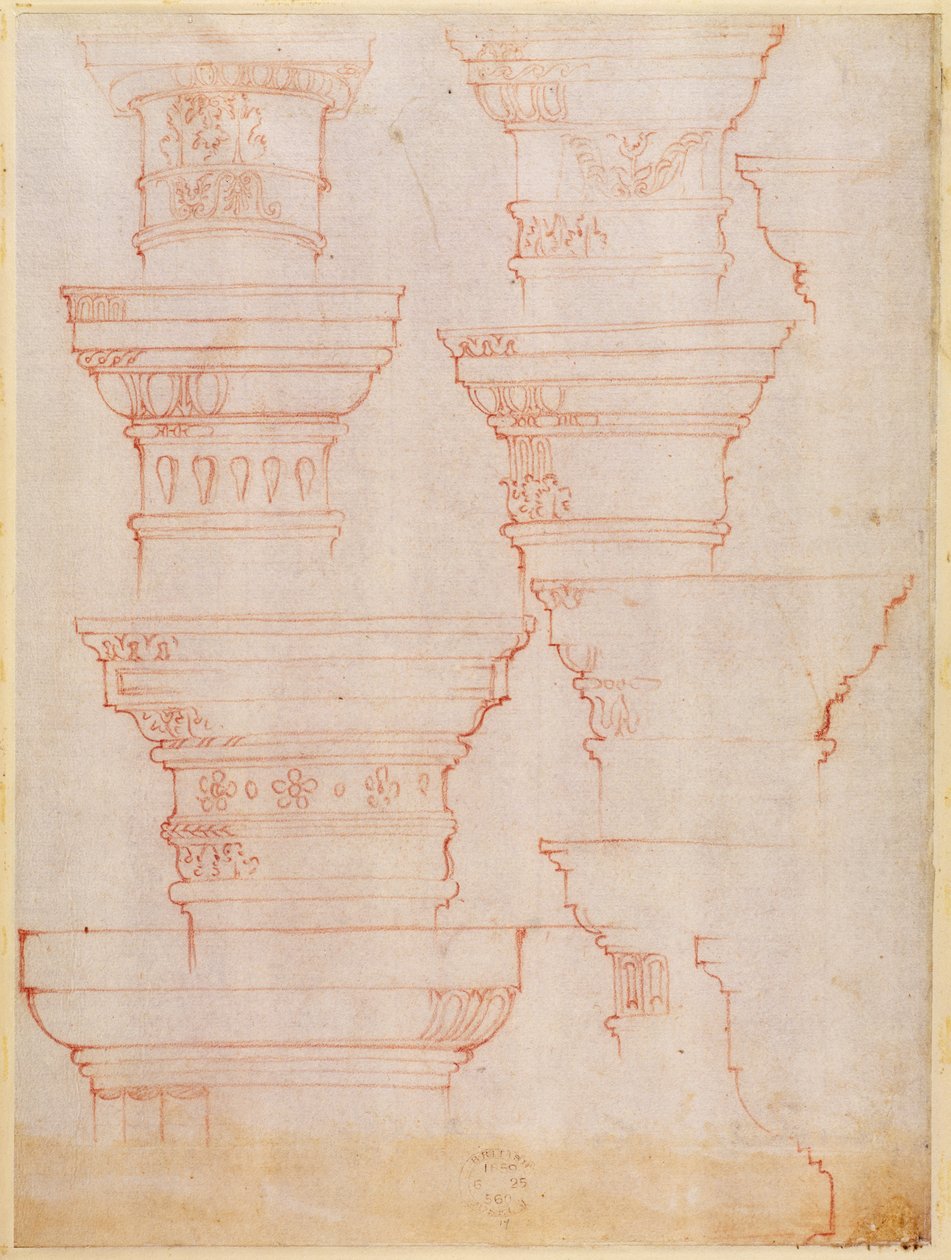 Study of Column Capitals by Michelangelo Buonarroti