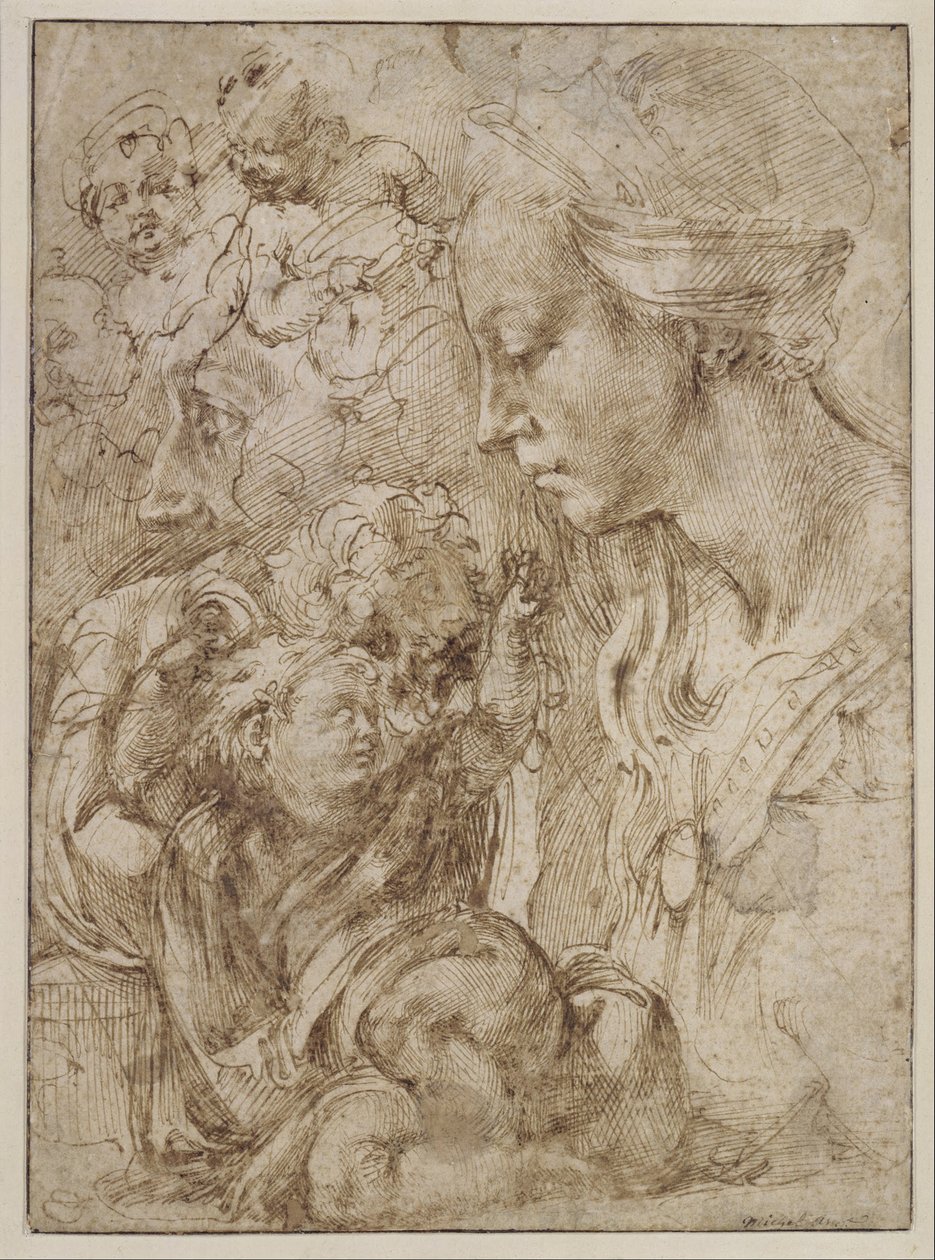 Studies for a Holy Family by Michelangelo
