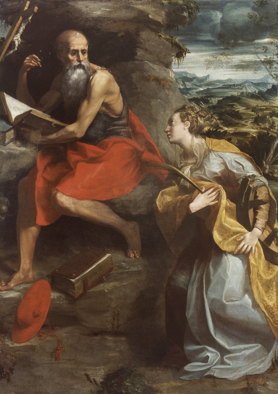 St. Jerome and St. Catherine of Alexandria by Michelangelo Anselmi