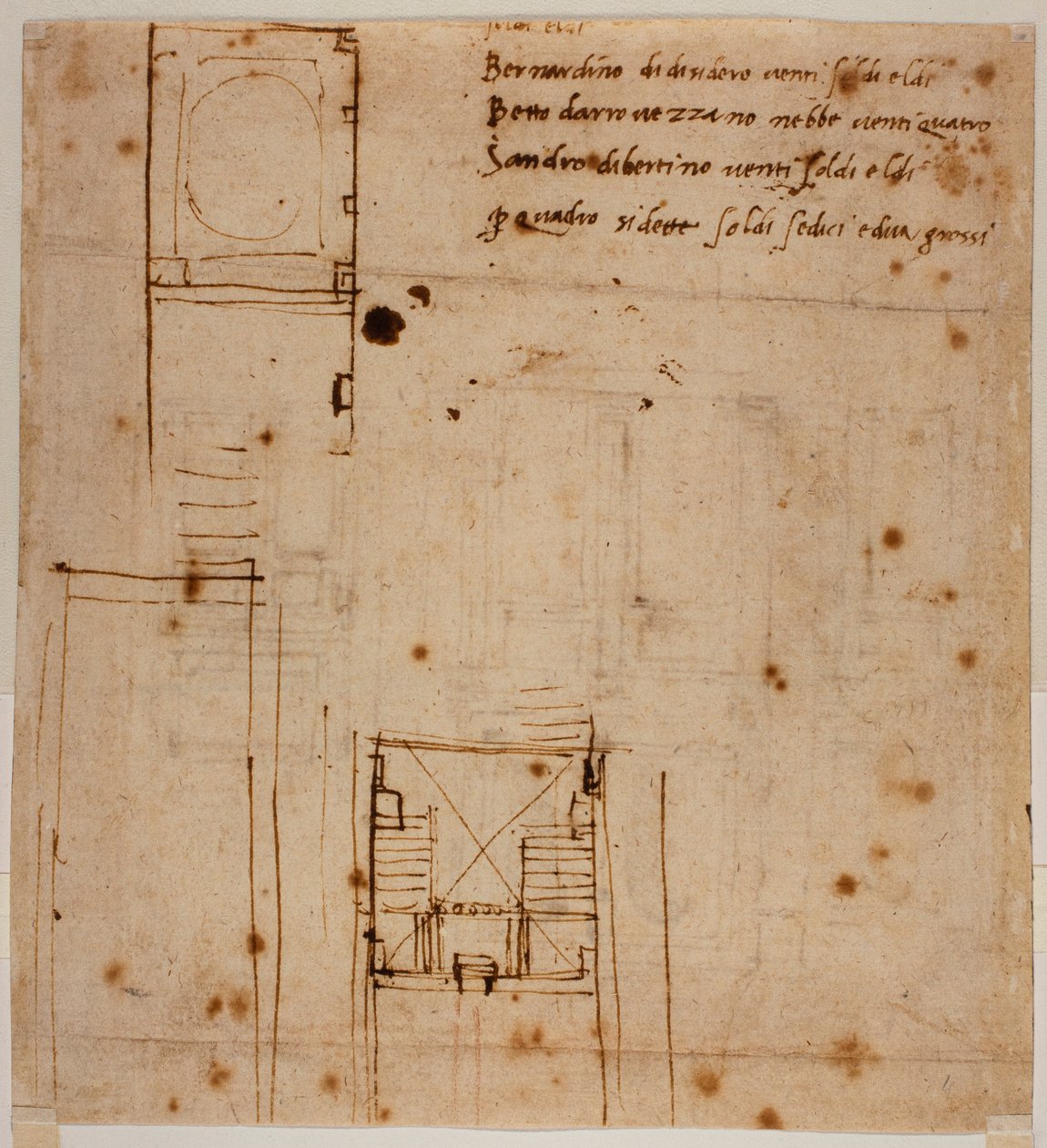 Wall elevations for the Laurentian recess by Michelangelo Buonarroti
