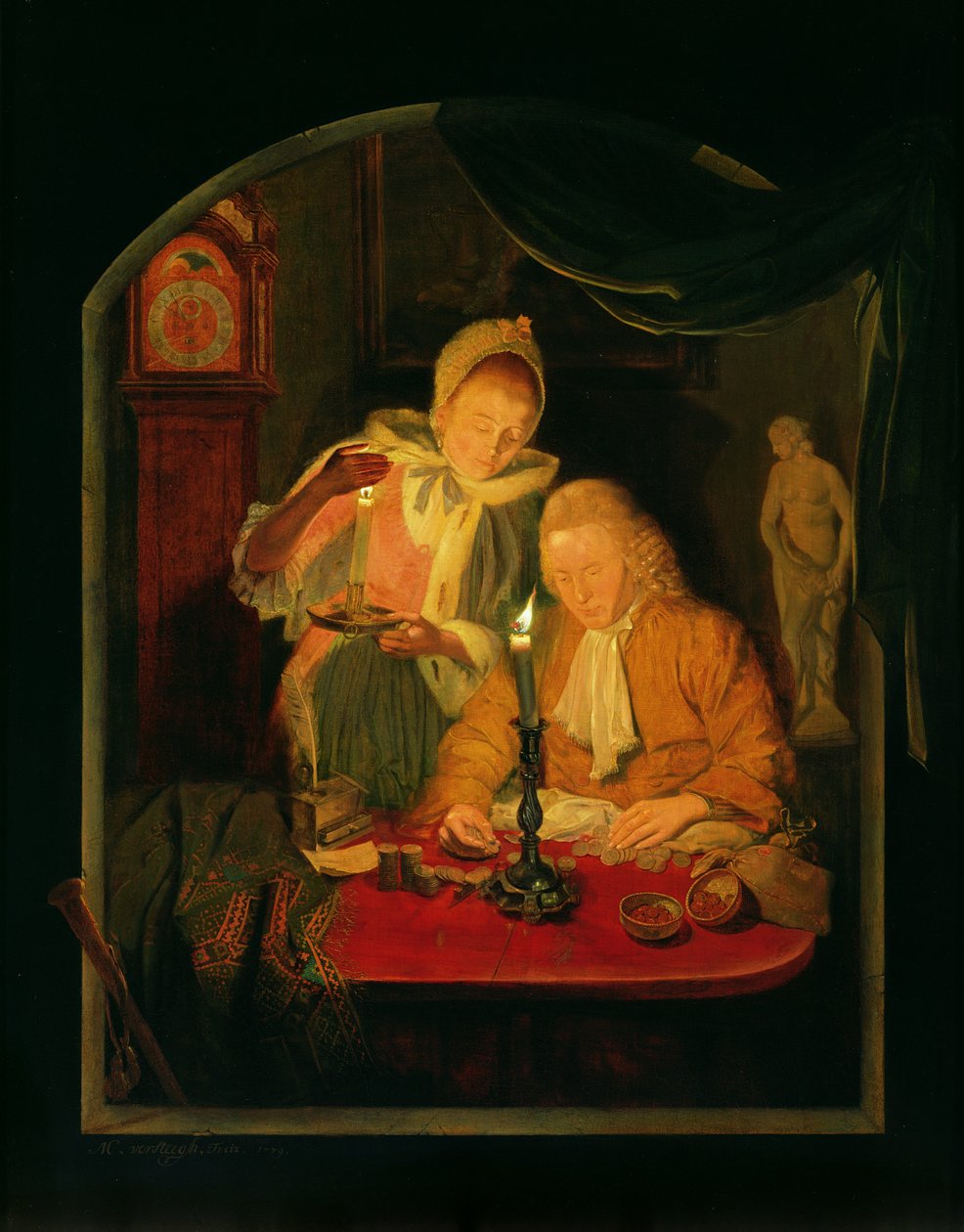 Couple Counting Money by Candlelight by Michiel Versteegh