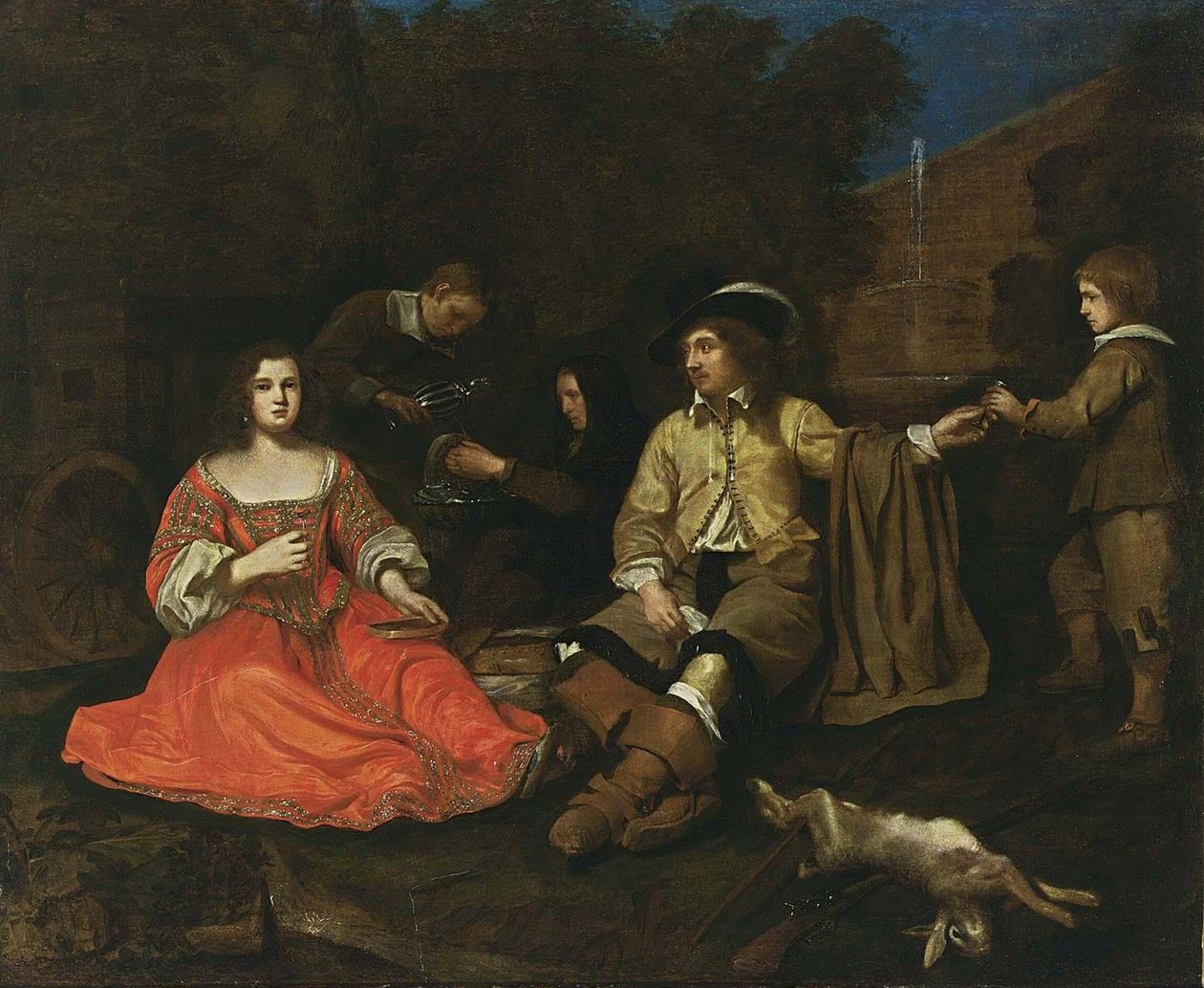Elegant Hunting Company Resting by Michiel Sweerts