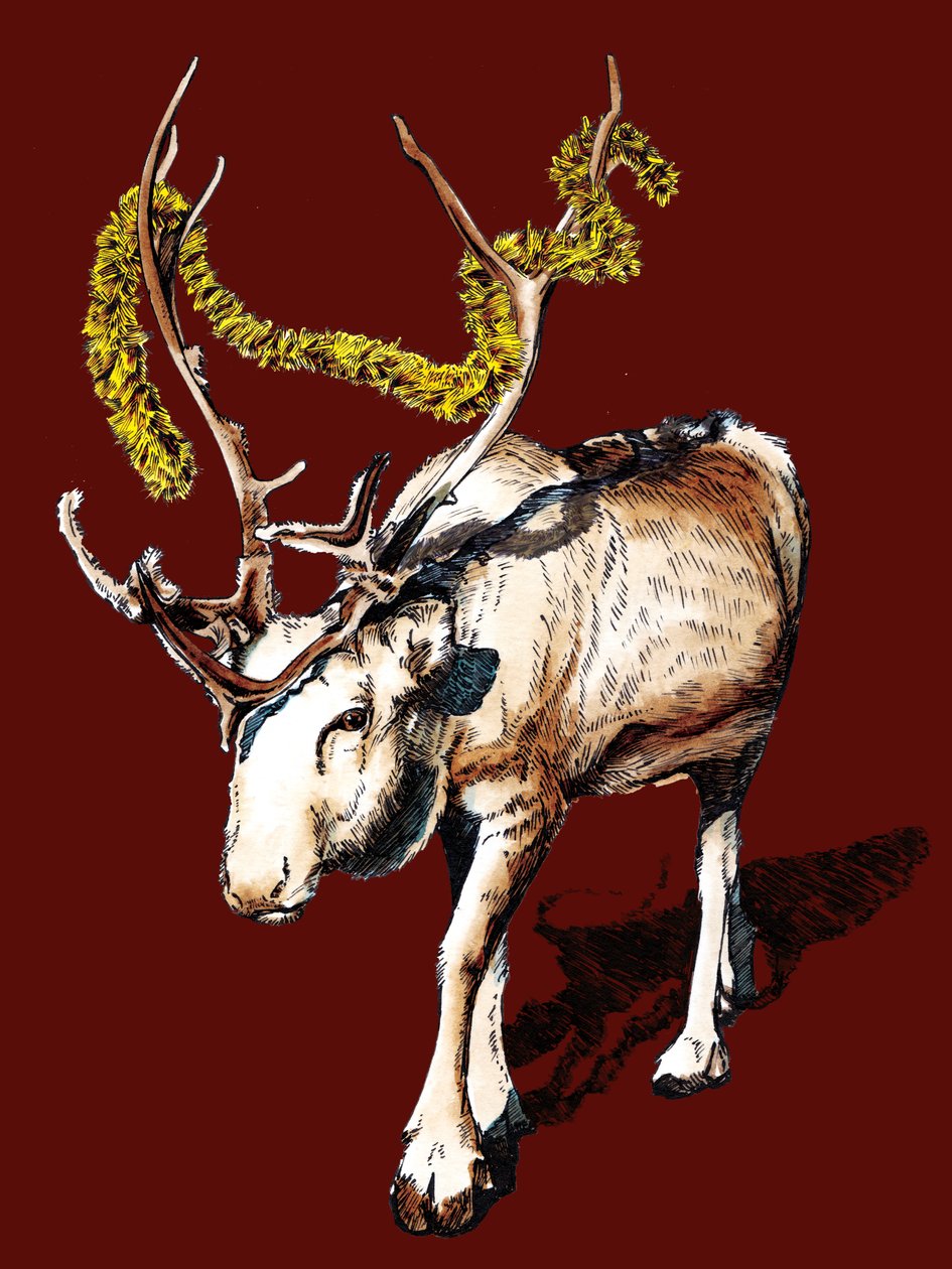 Christmas Reindeer on Red Oxide, 2020 by Mike Davis