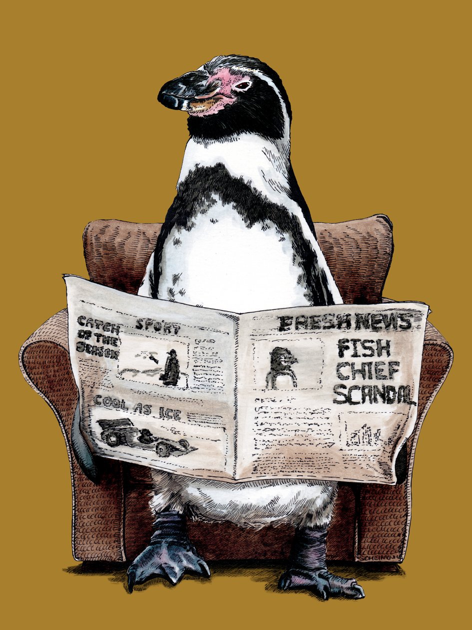 Retirement Penguin on Golden Yellow by Mike Davis