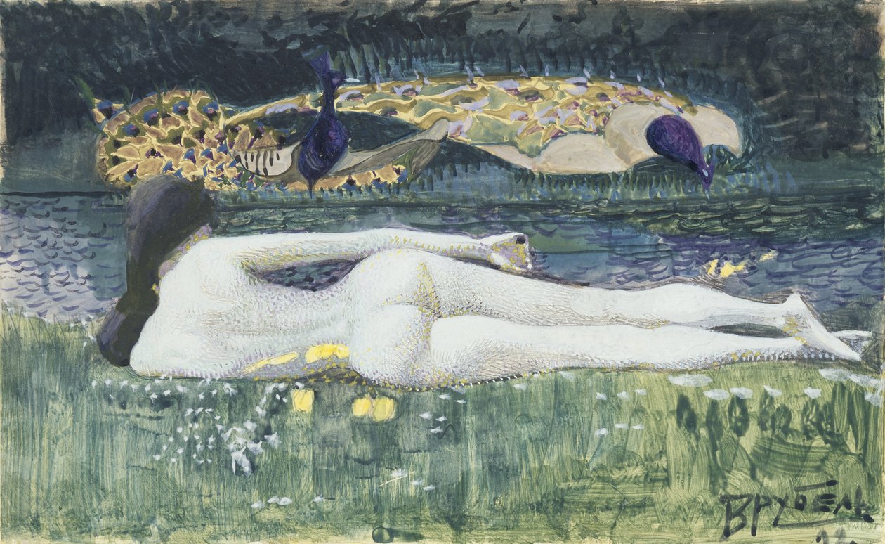 Laying Nude by Mikhail Aleksandrovich Vrubel