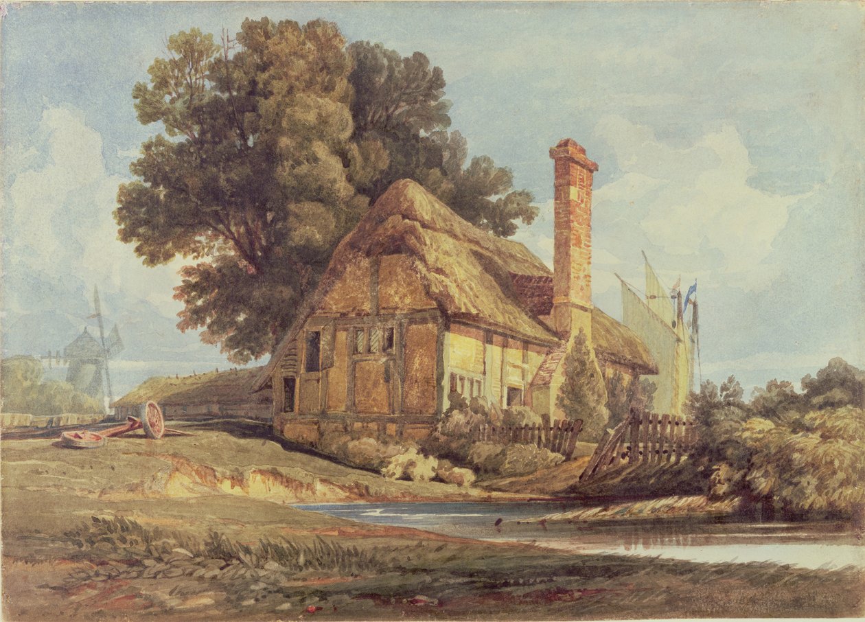 Riverside Cottage by Miles Edmund Cotman