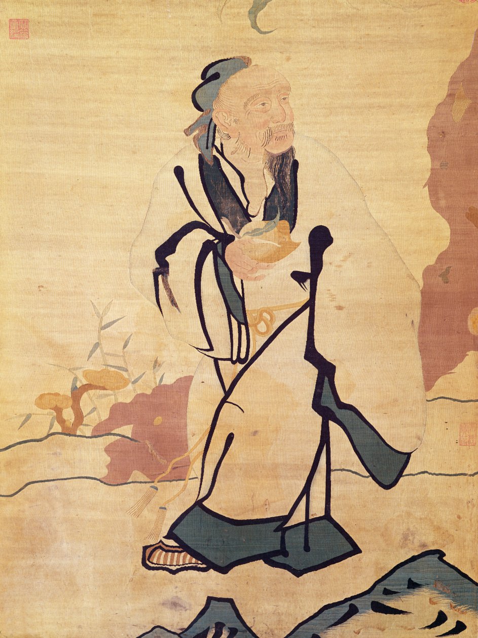 Detail of an Immortal Holding a Peach by Ming Dynasty Chinese School