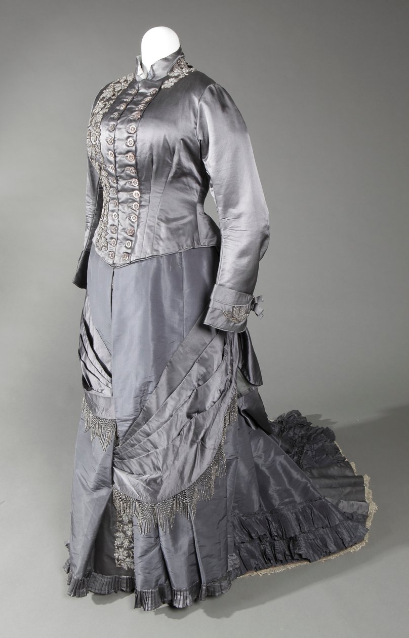 Three Piece Steel Gray Dress Includes Two Bodices and One Skirt. Worn by Eliza Albray Wessel in Cincinnati by Miss Galvin