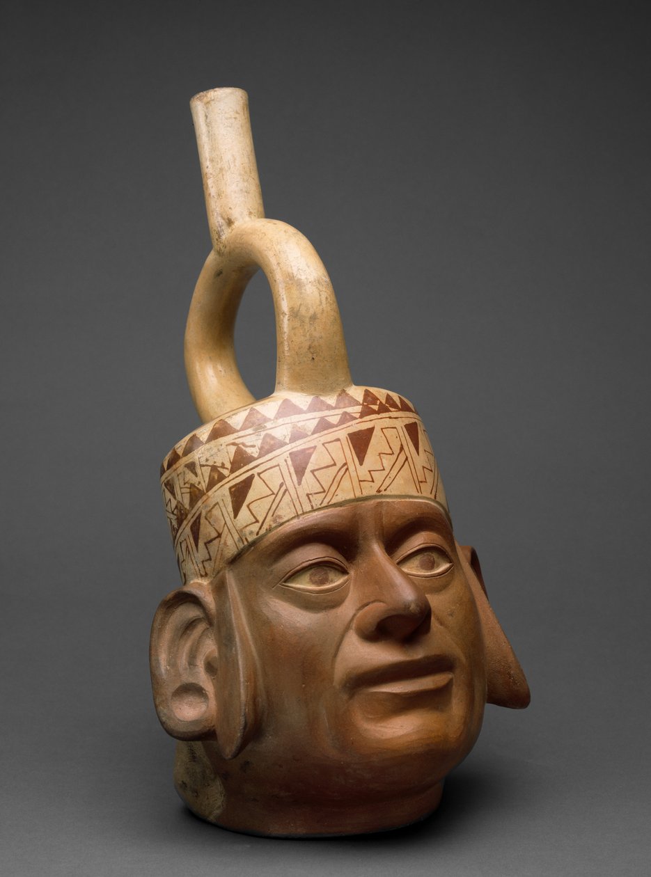 Portrait Head Vessel, Moche IV, 400-600 by Moche