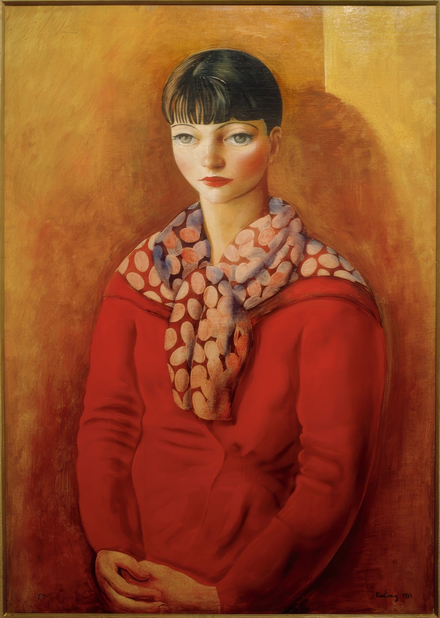 Kiki de Montparnasse in a Red Dress by Moise Kisling