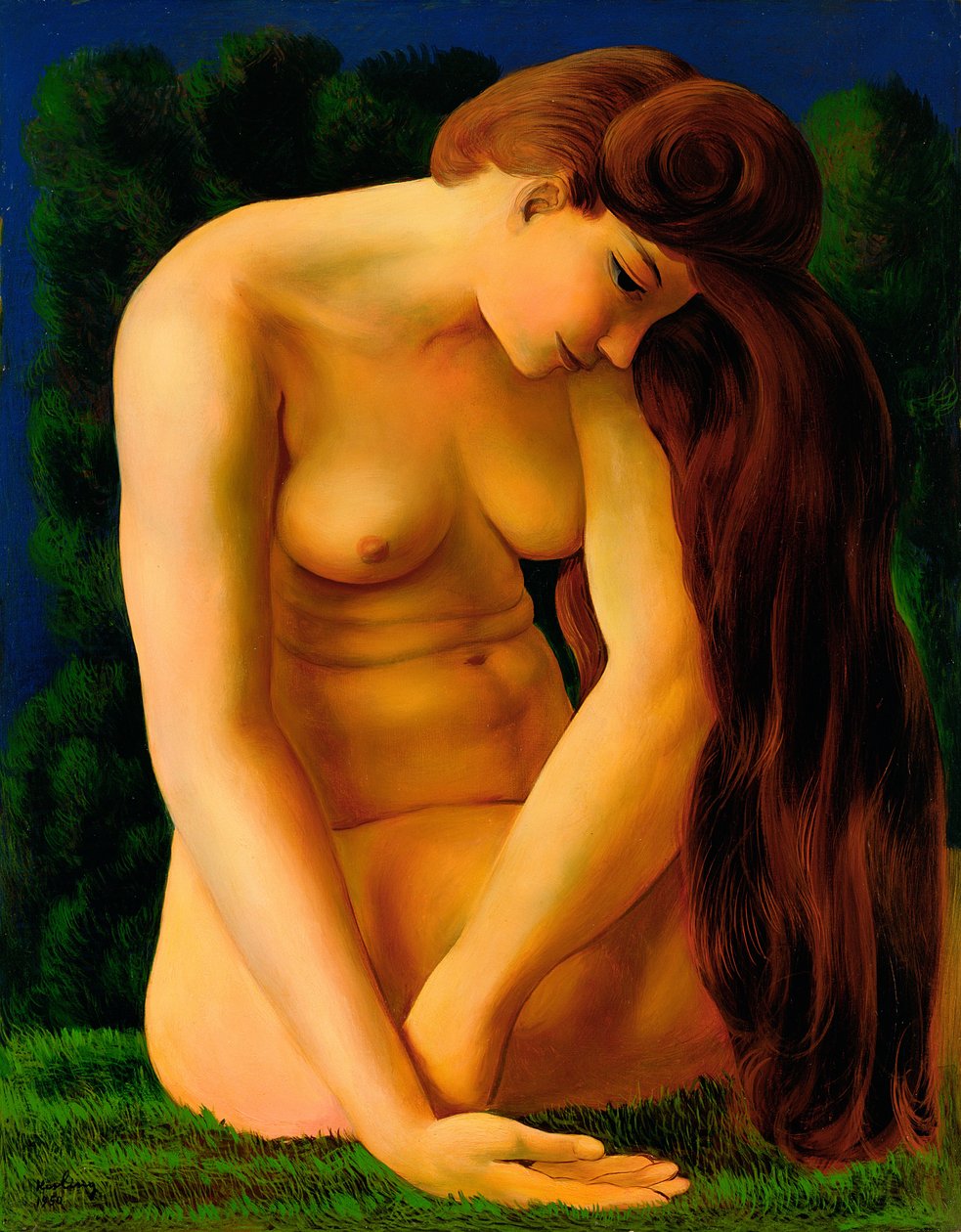 Nude Seated on the Grass by Moise Kisling