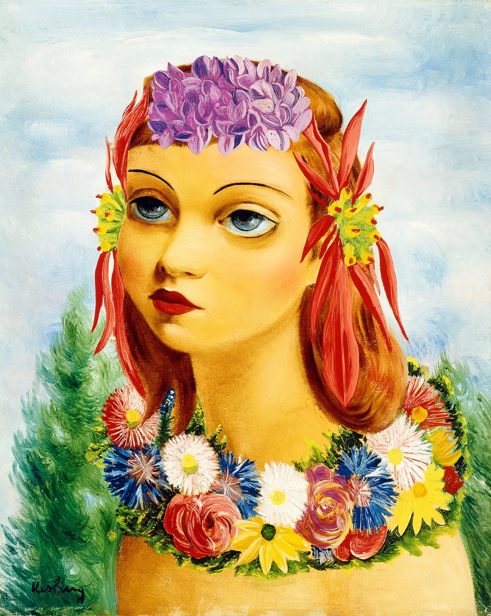Woman with Flowers by Moise Kisling