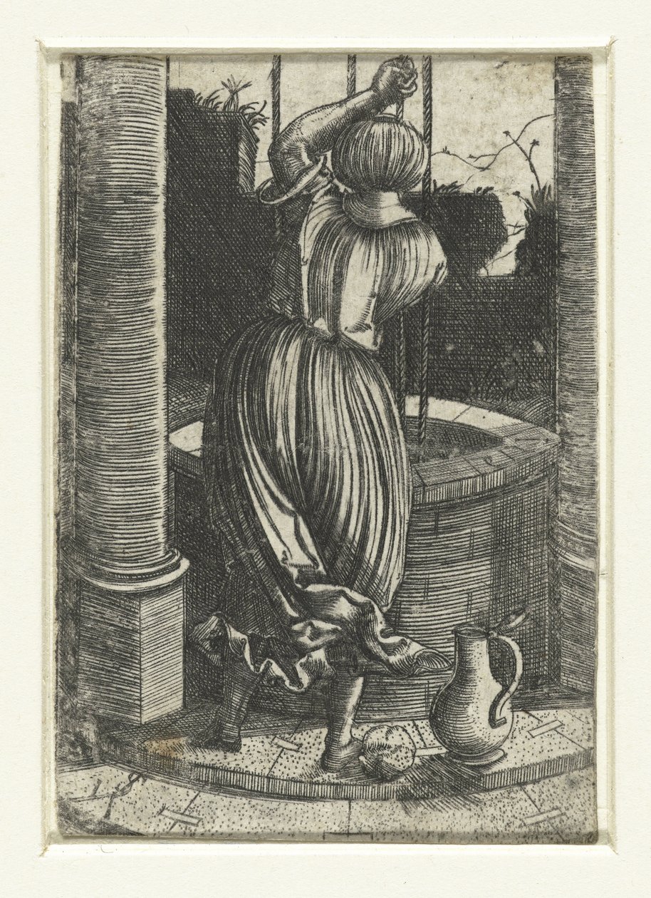 Woman by a Well by Monogrammist IS (graveur)