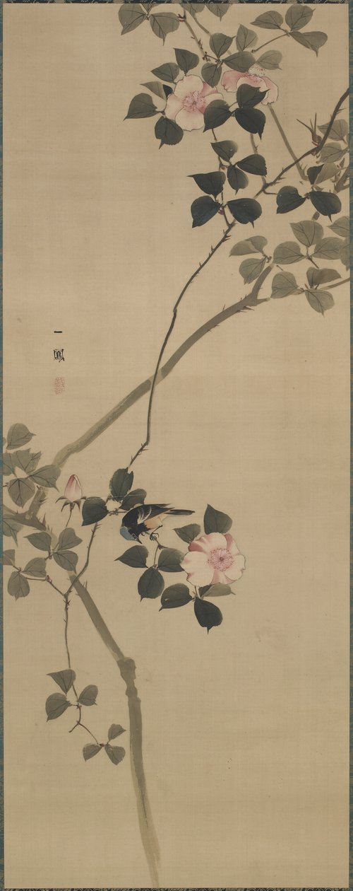 Wild Rose and a Bird, Edo period by Mori Ippo