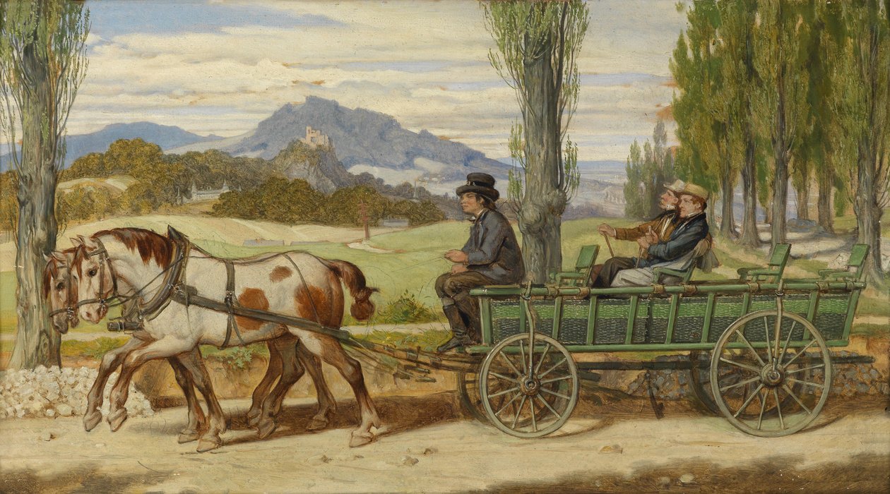 Schwind and Bauernfeld on a Cart by Moritz Ludwig von Schwind