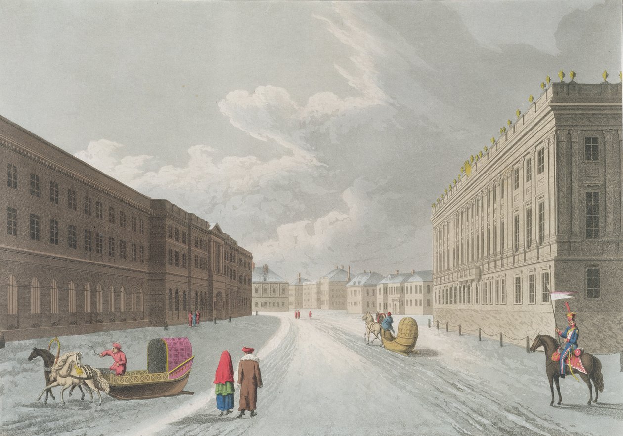 View of the Marble Palace in the Grand Millione, St. Petersburg, illustration for February from 