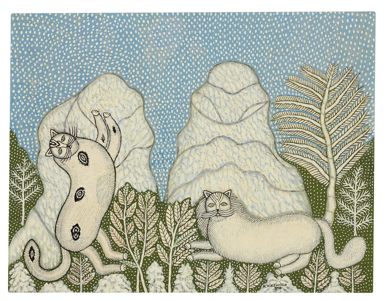 Cats in the Snow by Morris Hirshfield