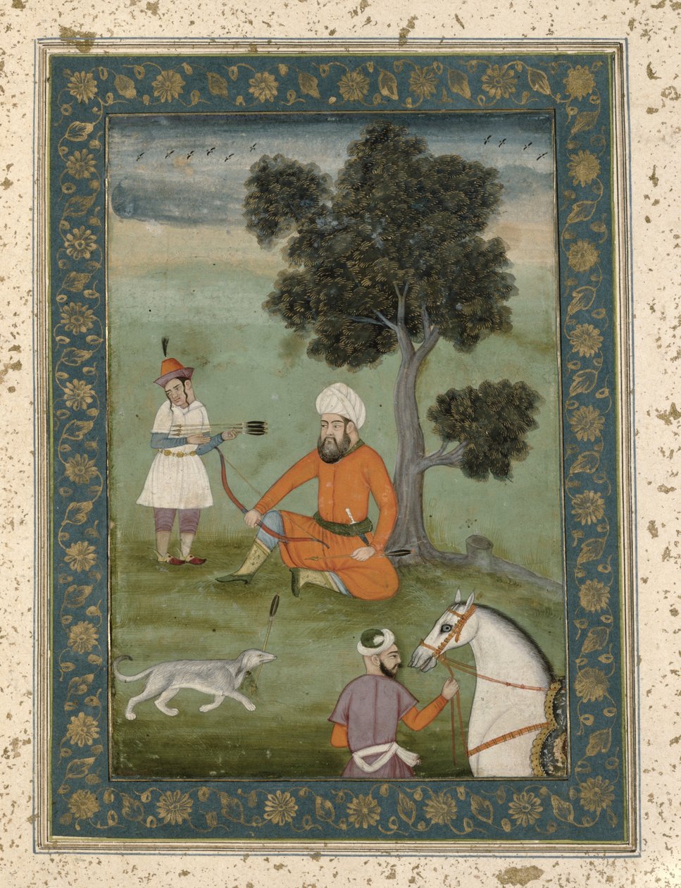 A Trans-Oxonian Nobleman Seated Beneath a Tree, from the Large Clive Album by Mughal School