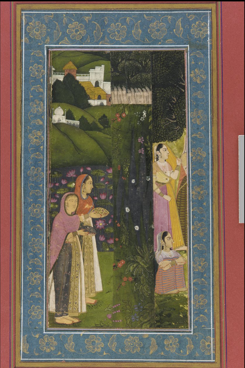 Ladies in a Garden by Mughal School
